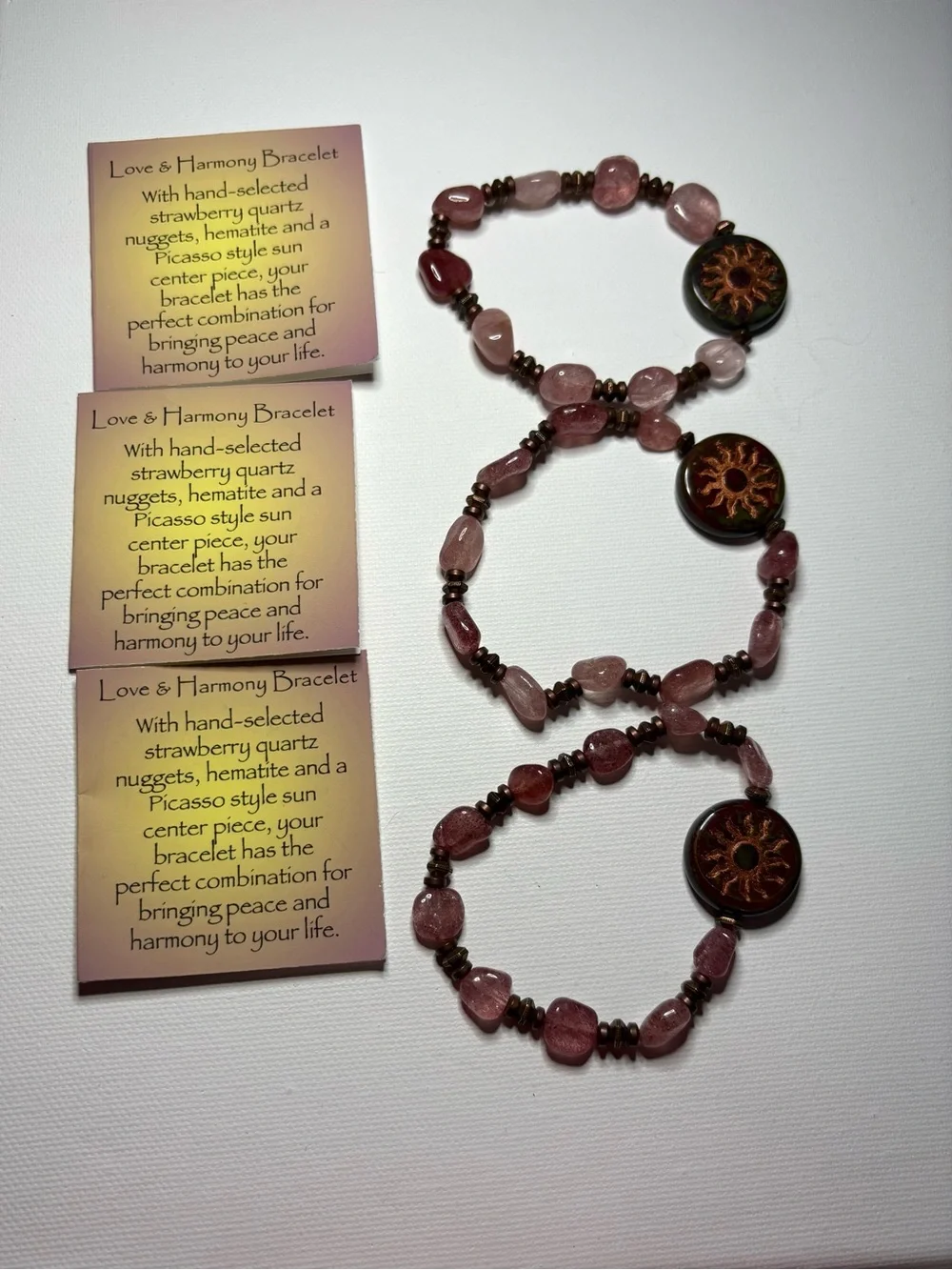 Energy Artist Julia Love & Harmony Bracelet Set of 3 | Strawberry Quartz ✨